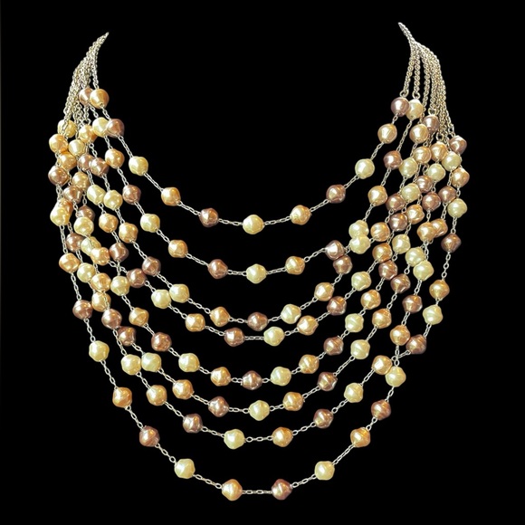 3 Piece Bundle Vintage Pearl & Beige Aurora Borealis Necklace/Bracelet (t15) - Picture 7 of 14